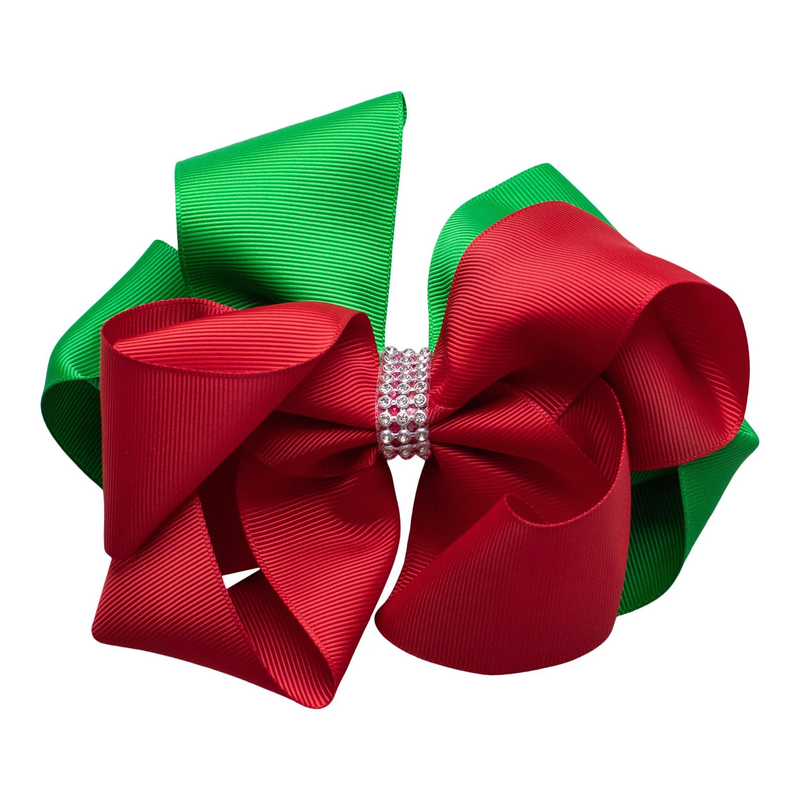 MILA & ROSE: MEDIUM DOUBLE STACK BOW - RED/GREEN