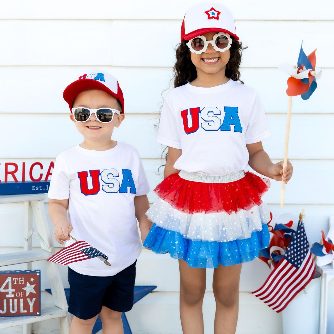 SWEET WINK: USA PATCH TRUCKER HAT - RED/WHITE