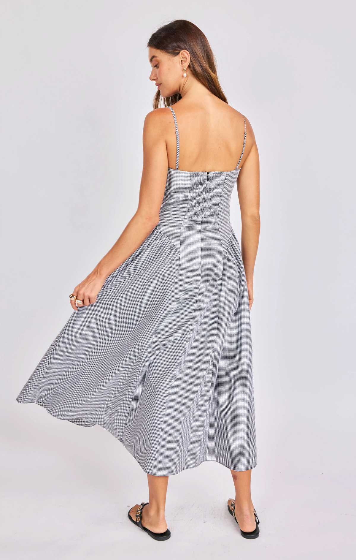 SAGE THE LABEL: BOARDWALK MIDI DRESS - BLACK/WHITE GINGHAM