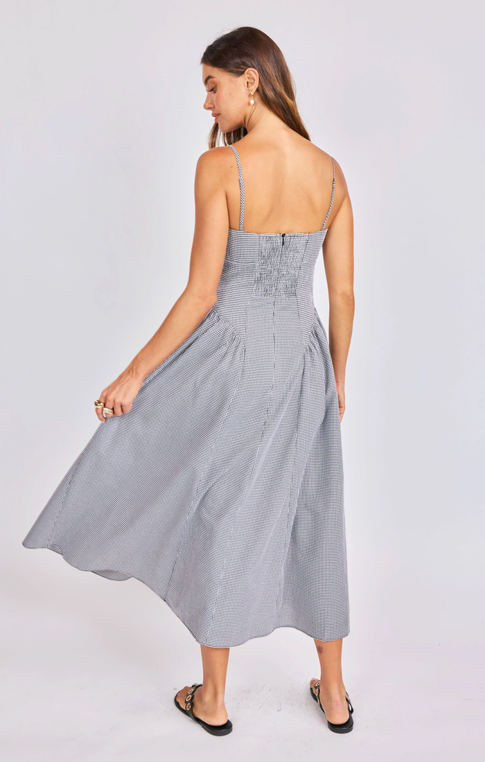 SAGE THE LABEL: BOARDWALK MIDI DRESS - BLACK/WHITE GINGHAM