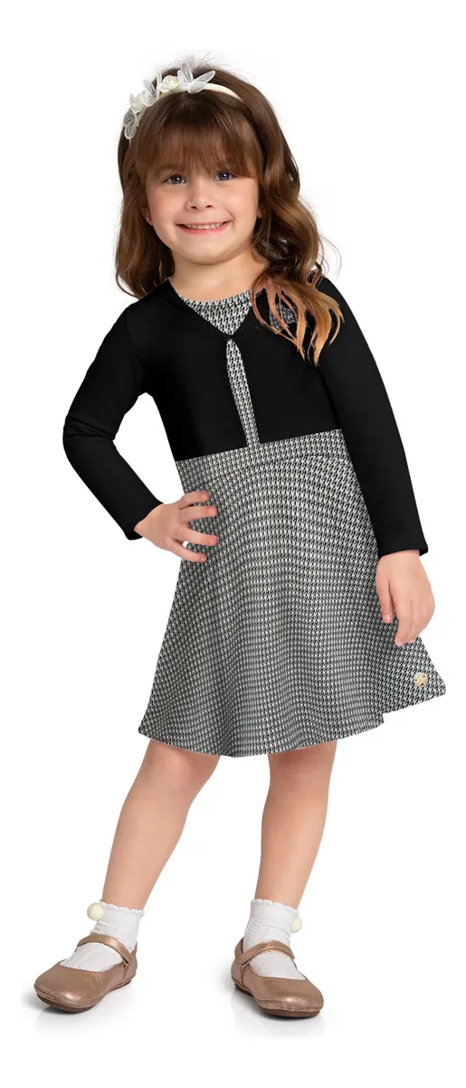 MILON: SHORT SLEEVE HOUNDSTOOTH DRESS AND KNIT SWEATER SET - BLACK/WHITE