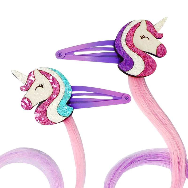 PINK POPPY: UNICORN HAIR CLIPS WITH HAIR EXTENSION