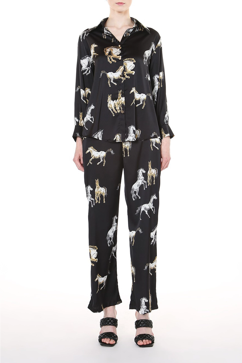 BEULAH: HORSE PRINT MATCHING SET - BLACK