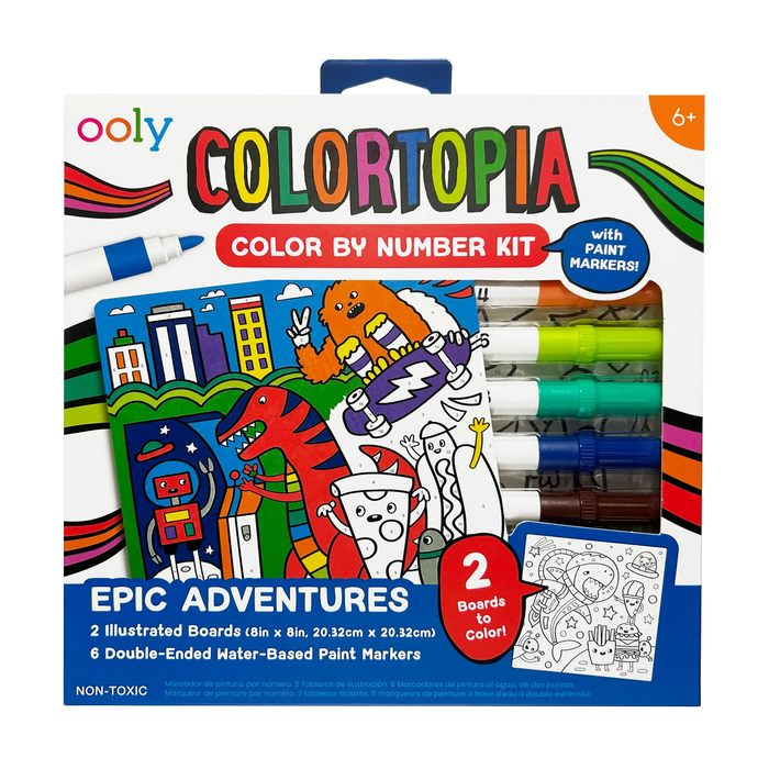 OOLY: COLORTOPIA COLOR BY NUMBER PAINT MARKER KIT - EPIC ADVENTURES