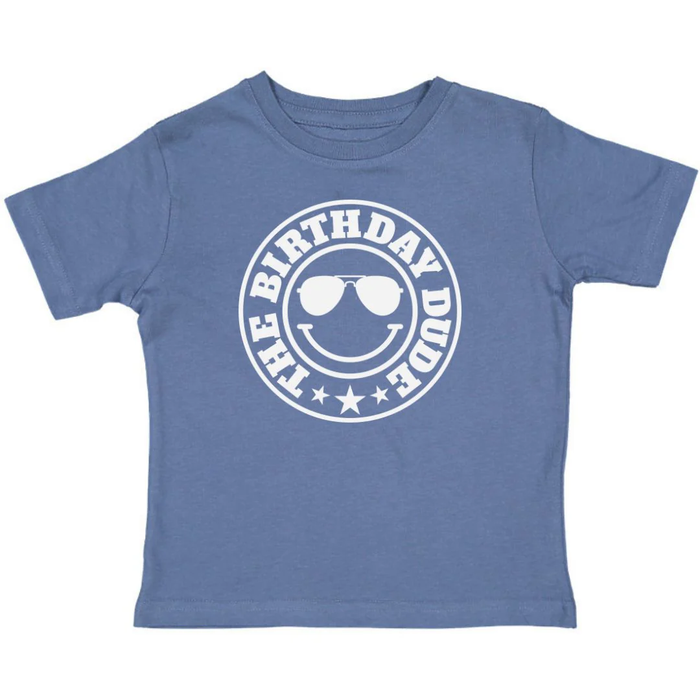 SWEET WINK: THE BIRTHDAY DUDE SHORT SLEEVE T-SHIRT - INDIGO