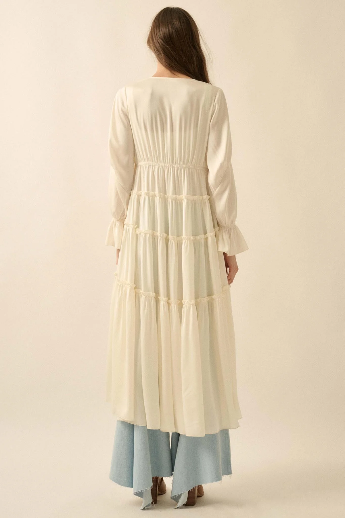 PROMESA: SWEET JULIET RUFFLED HIGH-LOW LAYERING MIDI DRESS