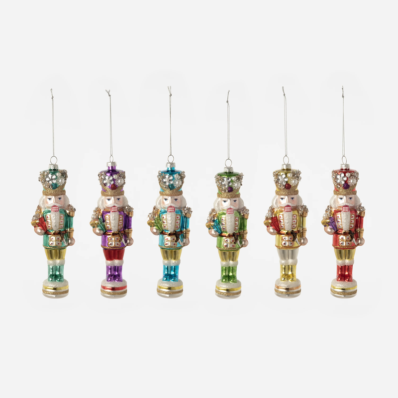 GLASS NUTCRACKER ORNAMENT - 7.25"