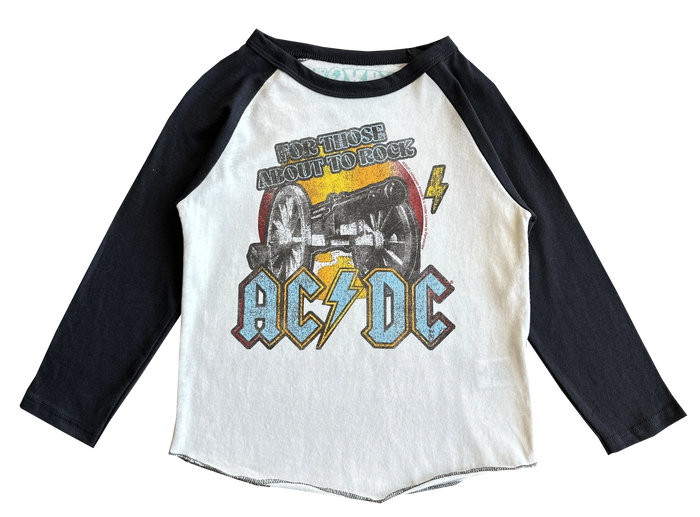 ROWDY SPROUT: ACDC FOR THOSE ABOUT TO ROCK RECYCLED RAGLAN - VINTAGE WHITE / VINTAGE BLACK
