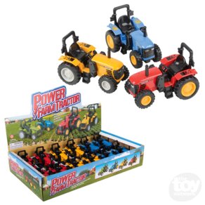 DIE-CAST PULL BACK FARM TRACTOR - 4"