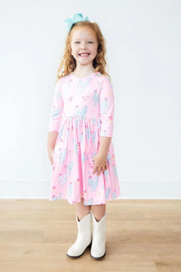 MILA & ROSE: LITTLE MISS CHICKIE 3/4 SLEEVE POCKET TWIRL DRESS