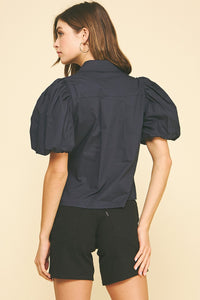 PINCH: BUBBLE SLEEVE BLOUSE TOP - BLACK