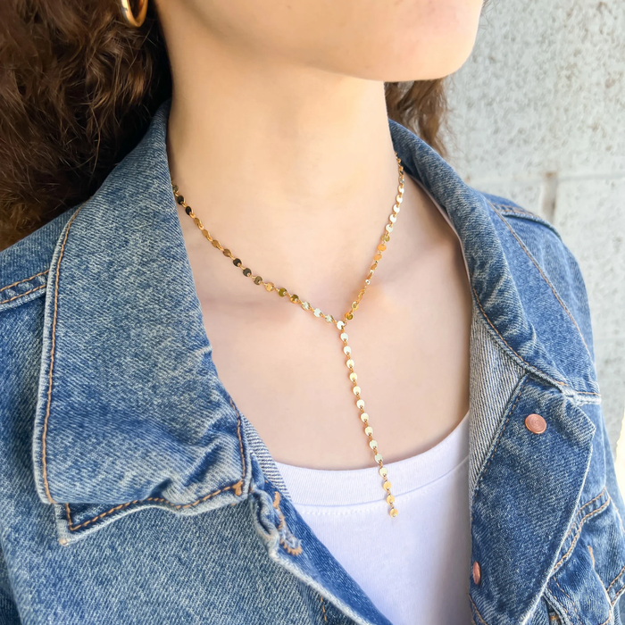 GOLD SEQUIN WATER RESISTANT NECKLACE