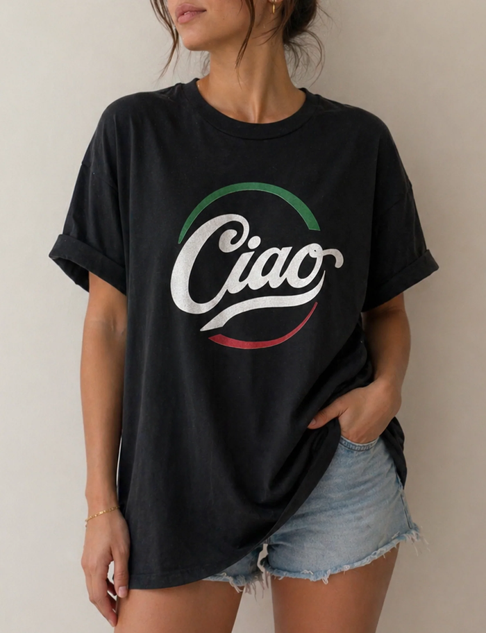 THE LAUNDRY ROOM:  CIAO OVERSIZED TEE - BLACK