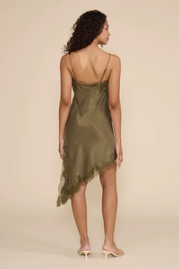 LUCY PARIS: MAUDE LACE INSERT DRESS - OLIVE