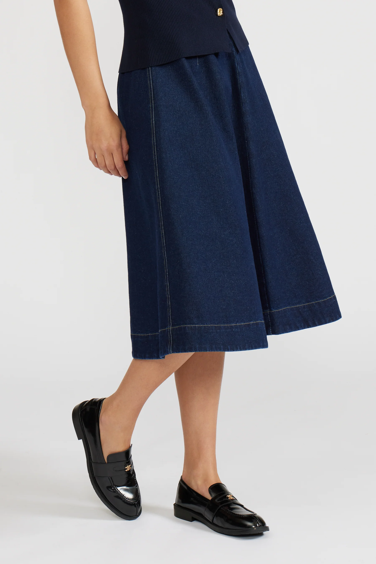 LUCY PARIS: NULA DENIM SKIRT - DARK BLUE