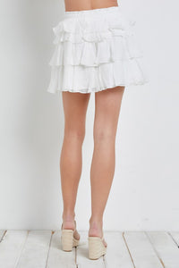 ELASTIC WAIST RUFFLE TIERED SKORT