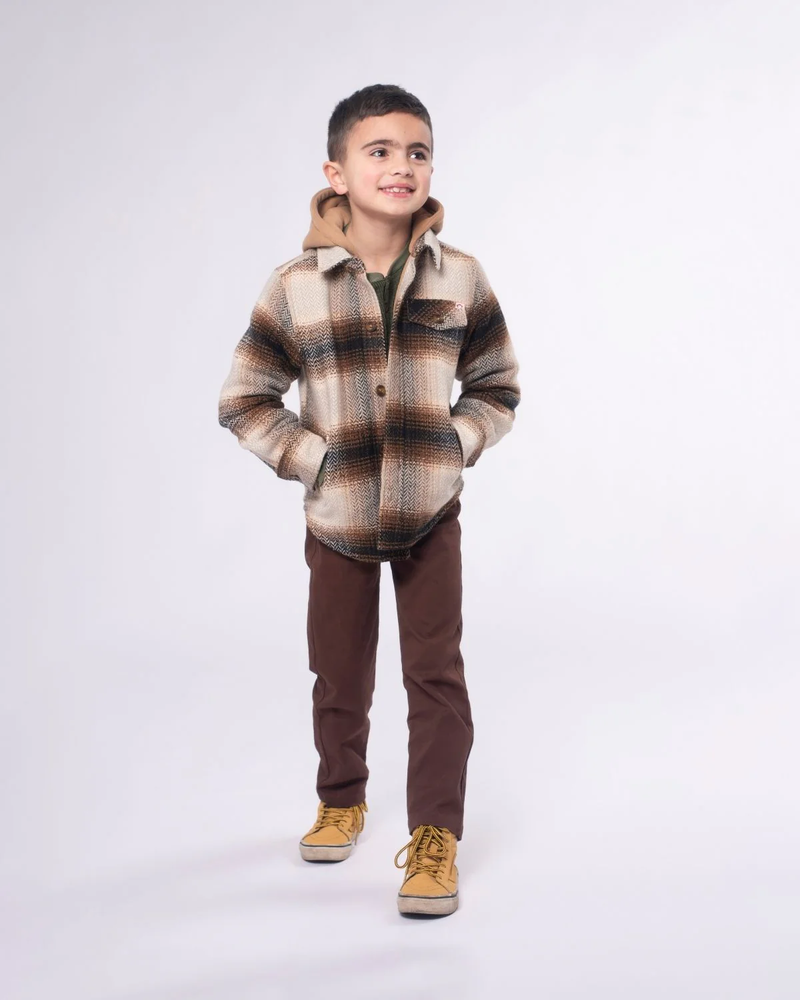 APPAMAN: GLEN FLANNEL HOODIE - LUMBER PLAID