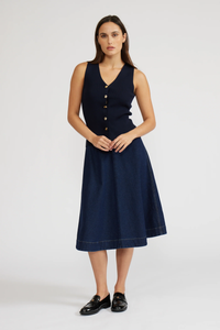 LUCY PARIS: NULA DENIM SKIRT - DARK BLUE