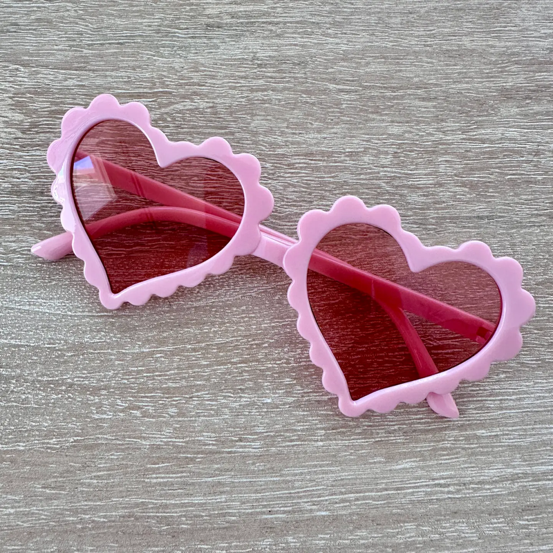 KIDS HEART SHAPED SUNGLASSES - PINK