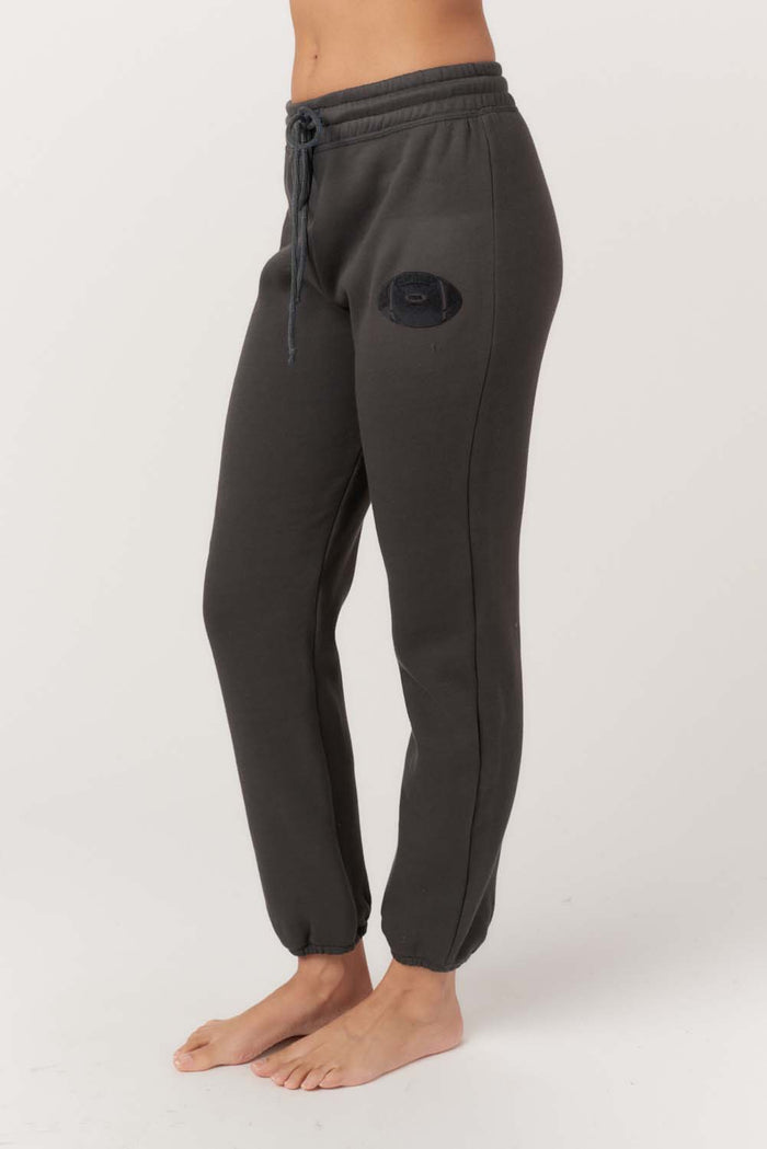PROJECT SOCIAL T: FLOCKED FOOTBALL SWEATPANT -  WASHED BLACK