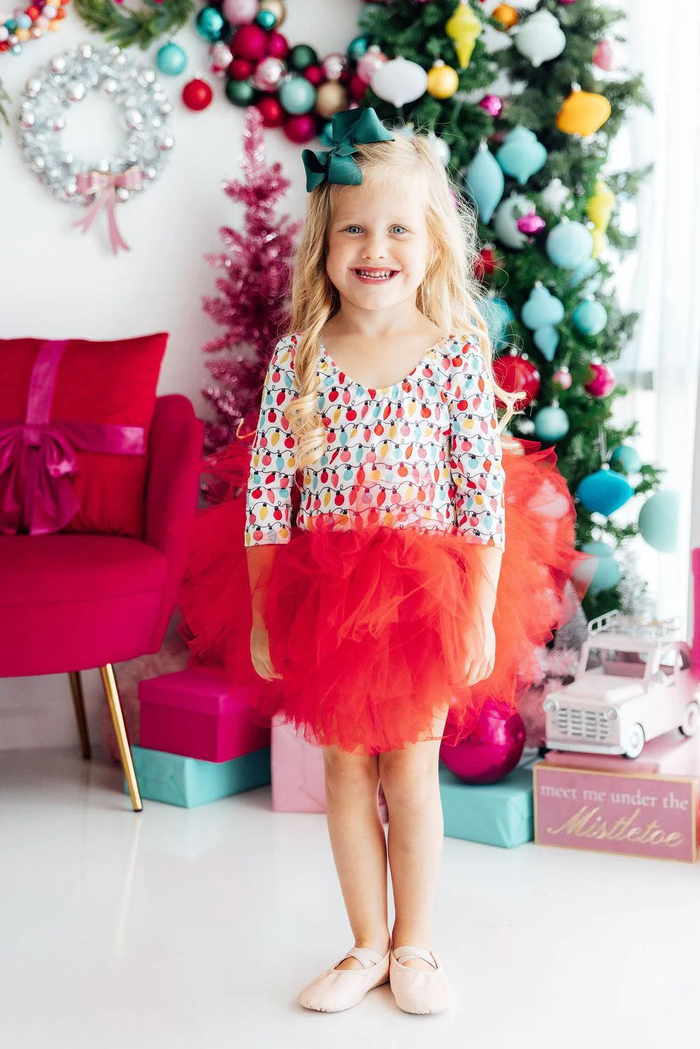 MILA & ROSE: MERRY & BRIGHT RED TUTU LEOTARD
