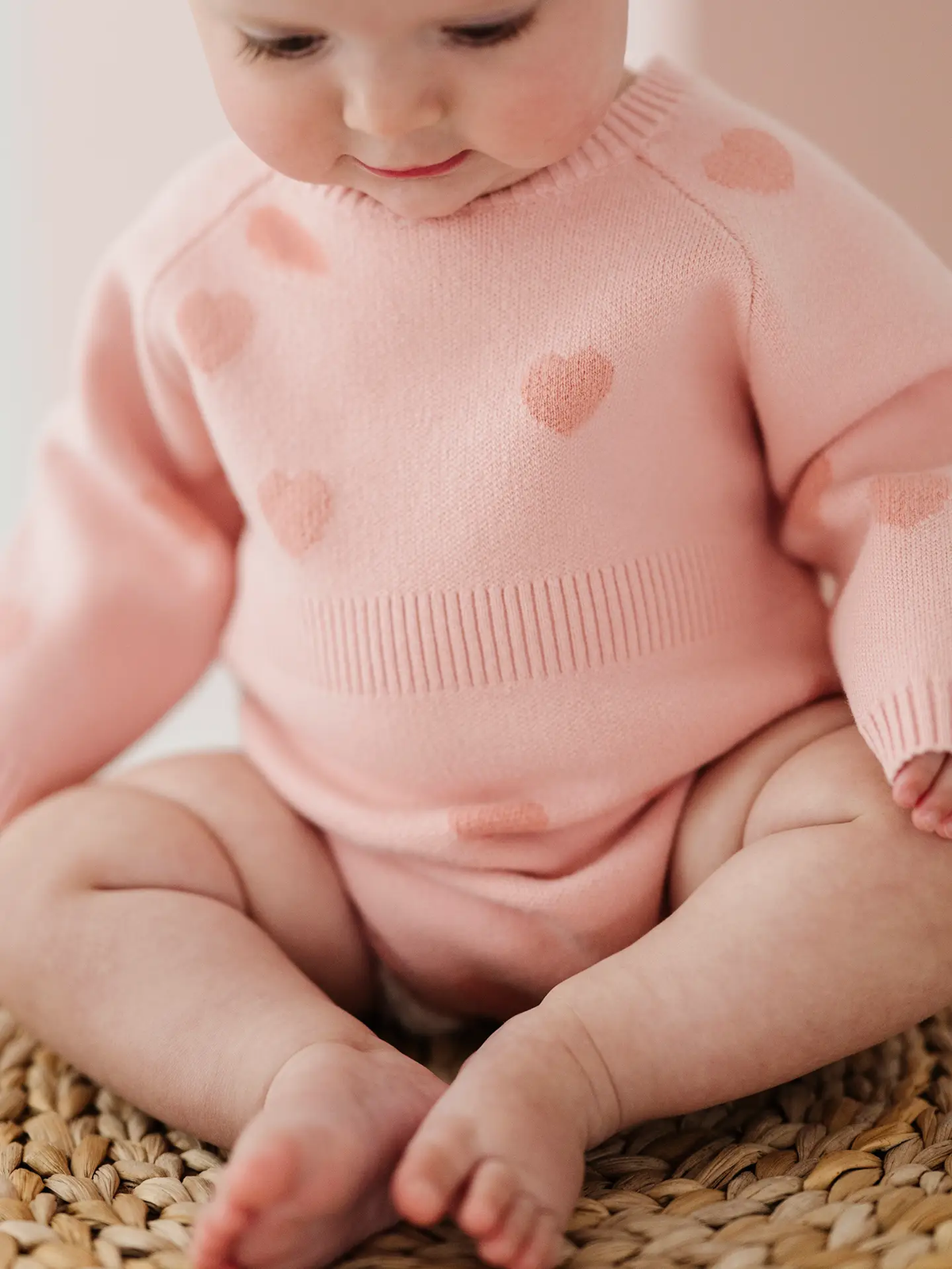 BABYSPROUTS: KNIT SWEATER ROMPER - HEARTS