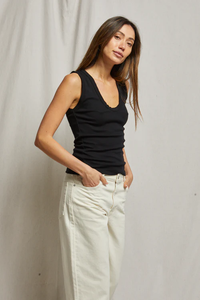 PERFECT WHITE TEE: JORDAN RIBBED U NECK TANK - BLACK