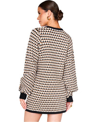 SHOW ME YOUR MUMU: MARION SWEATER DRESS - BLACK GEO KNIT