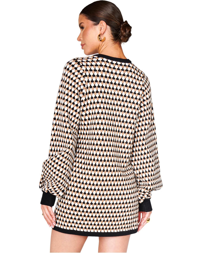 SHOW ME YOUR MUMU: MARION SWEATER DRESS - BLACK GEO KNIT