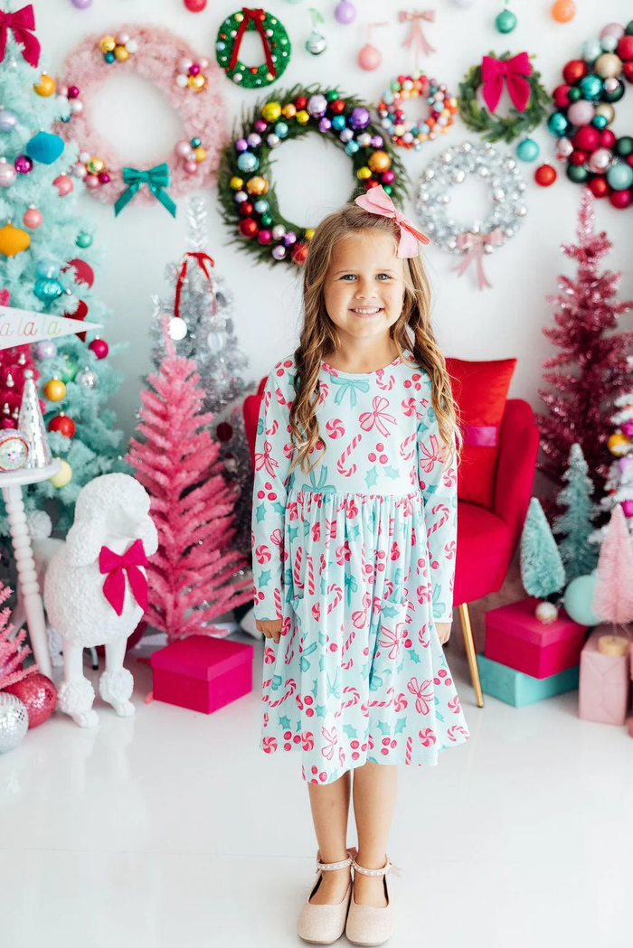 MILA & ROSE: CHRISTMAS CHEER LONG SLEEVE POCKET TWIRL DRESS
