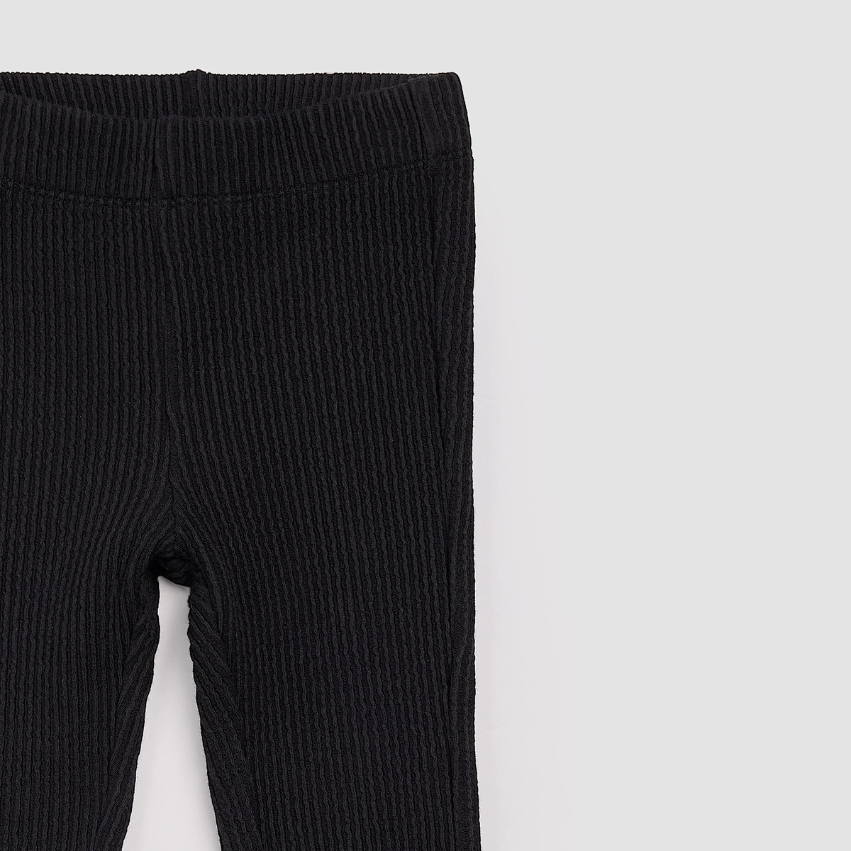 MILES THE LABEL: BLACK FLARED RIB LEGGINGS