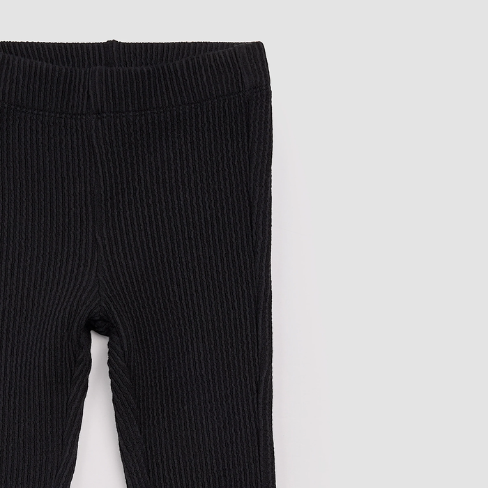MILES THE LABEL: BLACK FLARED RIB LEGGINGS