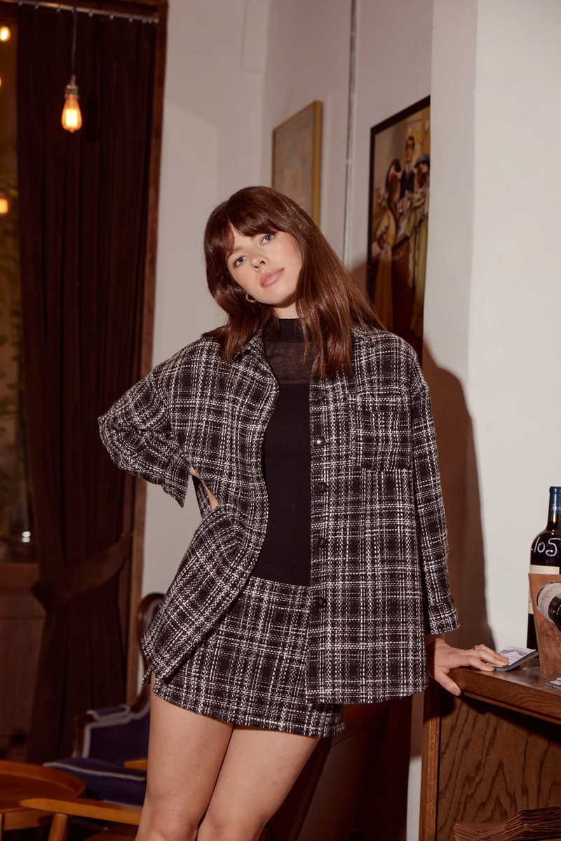 LUCY PARIS: PLAID JACKET - BLACK