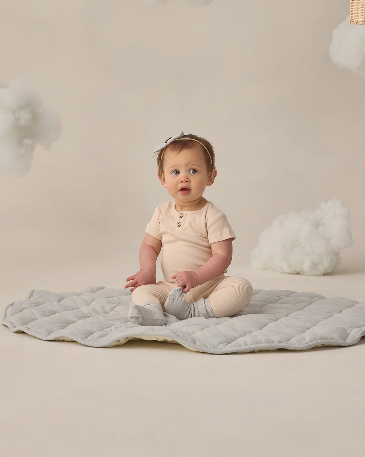 QUINCY MAE: RIBBED HENLEY BODYSUIT - ECRU