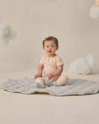 QUINCY MAE: RIBBED HENLEY BODYSUIT - ECRU