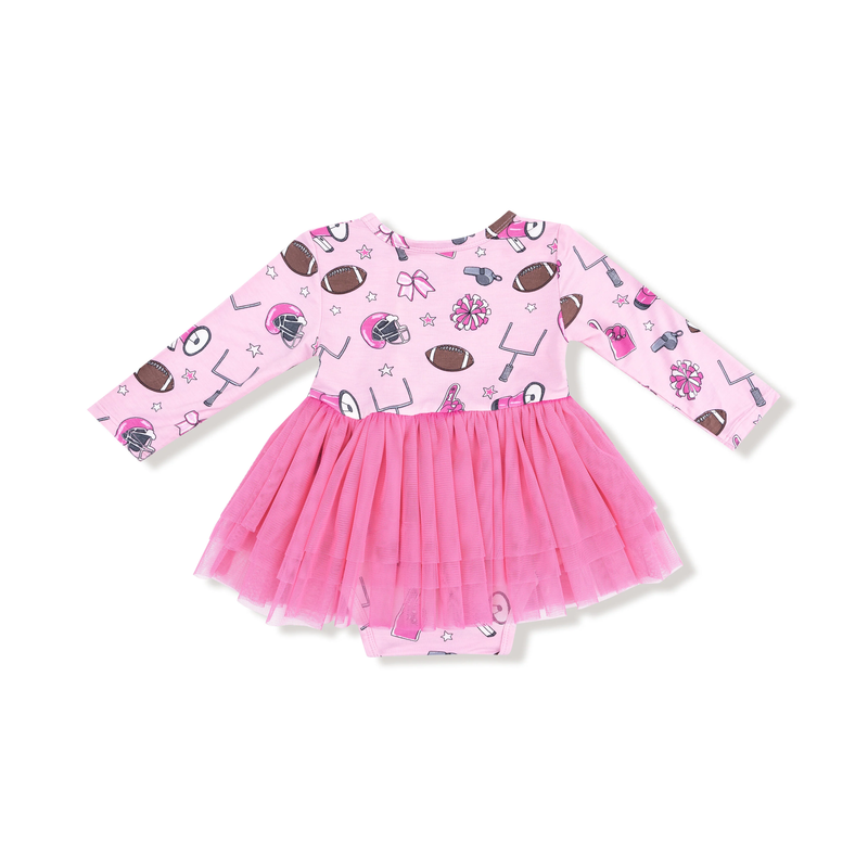 ANGEL DEAR: LONG SLEEVE TUTU BODYSUIT - GAME DAY PINK
