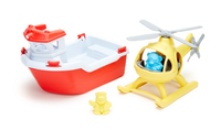 GREEN TOYS: RESCUE BOAT & HELICOPTER SET (4-PIECE)