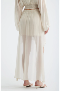 DELUC: FORUM CHIFFON HIGH-LOW SKIRT - OFF WHITE