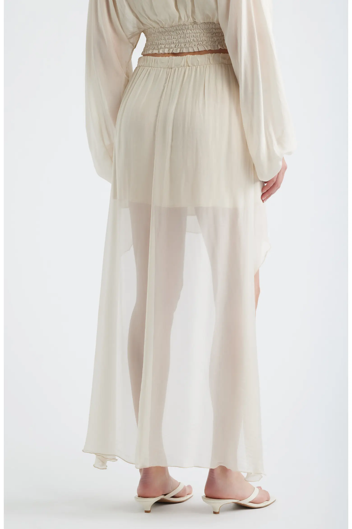 DELUC: FORUM CHIFFON HIGH-LOW SKIRT - OFF WHITE