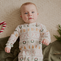 PETIT LEM: HOLIDAY TREATS FAIR ISLE PRINT ON THERMAL SLEEPER