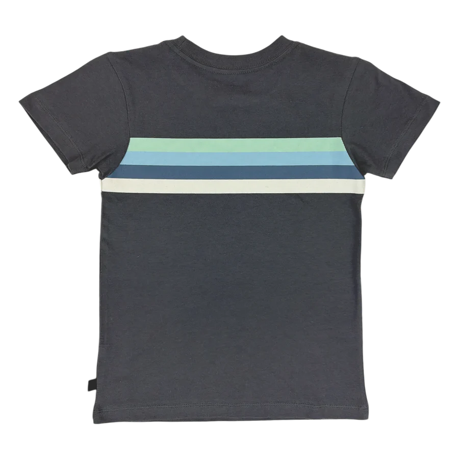 TINY WHALES: BOLT STRIPE TEE - VINTAGE BLACK/SEAFOAM