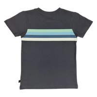 TINY WHALES: BOLT STRIPE TEE - VINTAGE BLACK/SEAFOAM