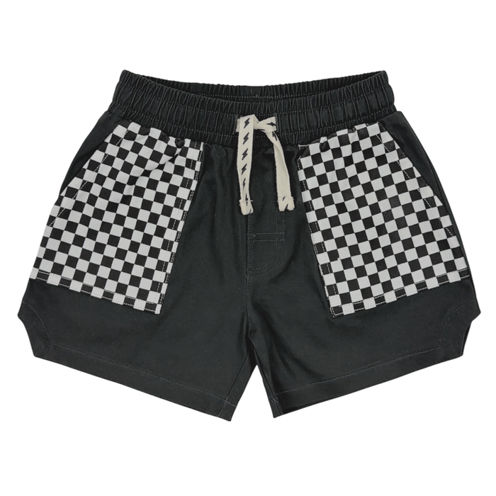 TINY WHALES: VIBE CHECK RETRO DAD SHORTS - BLACK