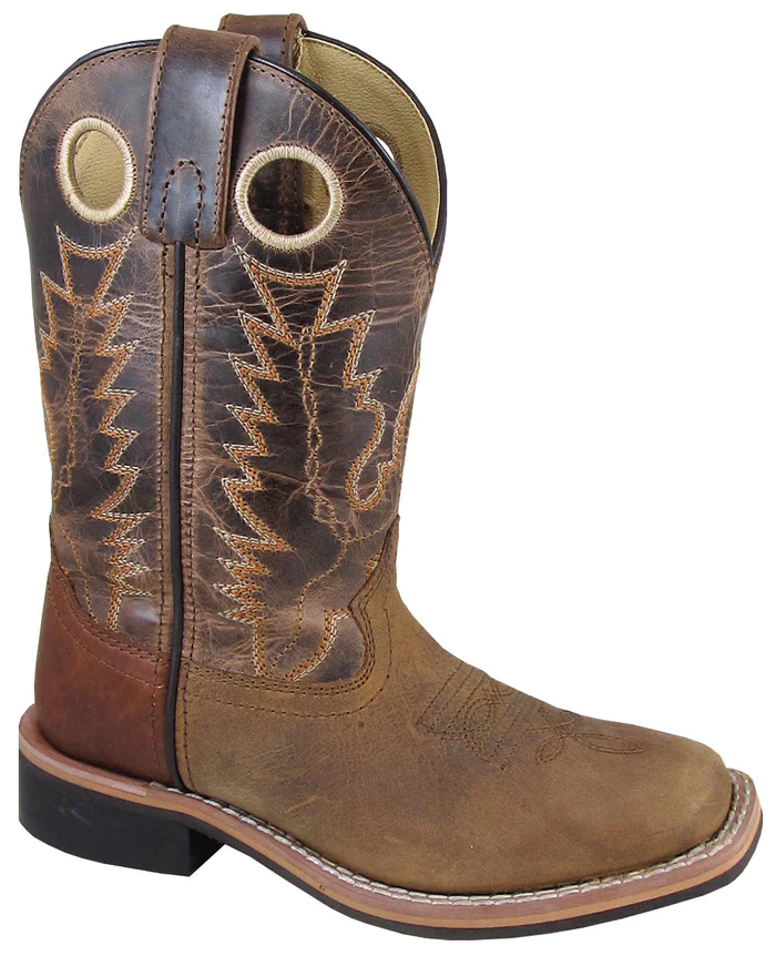 YOUTH JESSE WESTERN BOOT - BROWN DISTRESS/BROWN