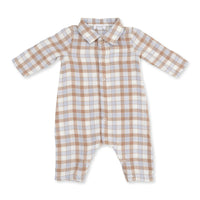 ANGEL DEAR: LONG SLEEVE POLO BUTTON DOWN ROMPER