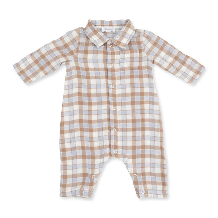 ANGEL DEAR: LONG SLEEVE POLO BUTTON DOWN ROMPER