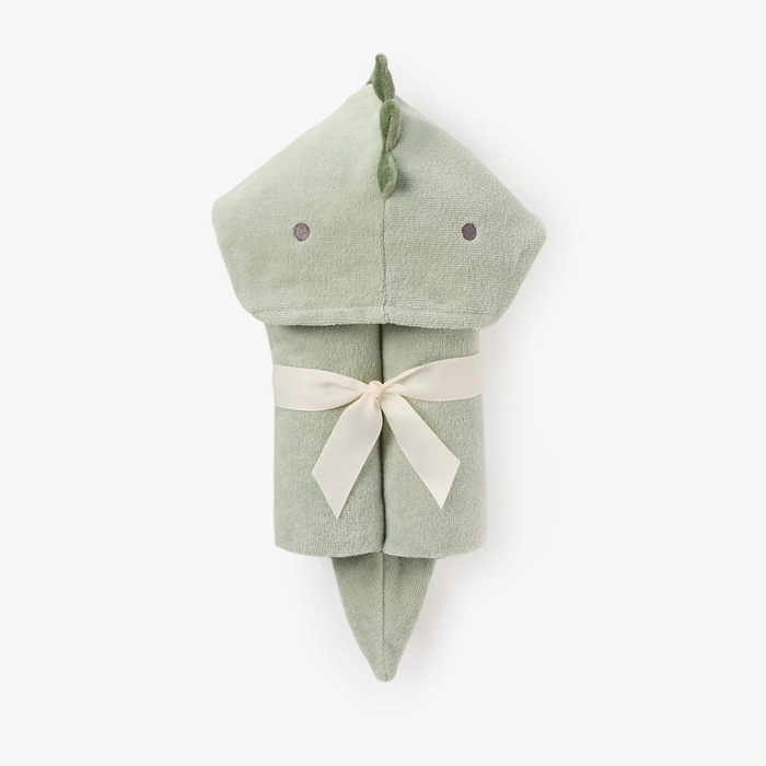 ELEGANT BABY: DINOSAUR HOODED BABY BATH WRAP - SAGE