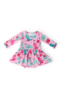 MILA & ROSE: CHRISTMAS COWGIRL LONG SLEEVE TWIRL BODYSUIT