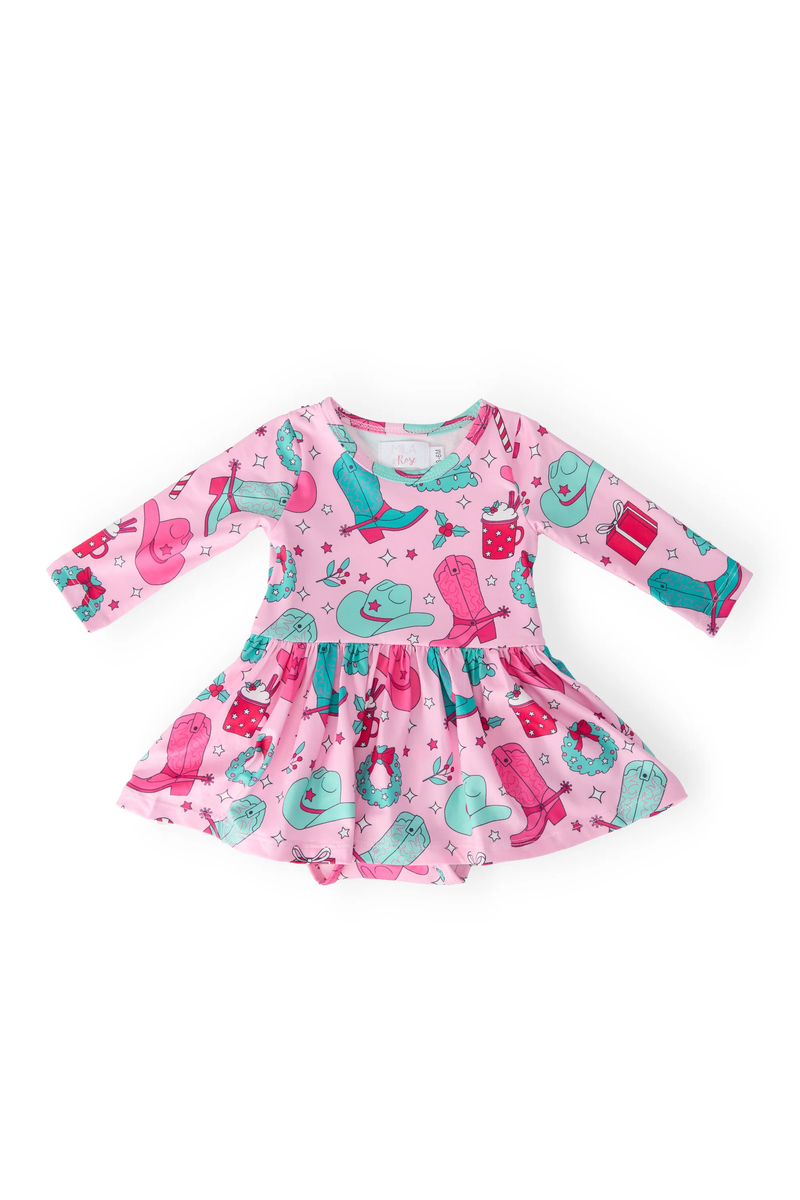 MILA & ROSE: CHRISTMAS COWGIRL LONG SLEEVE TWIRL BODYSUIT