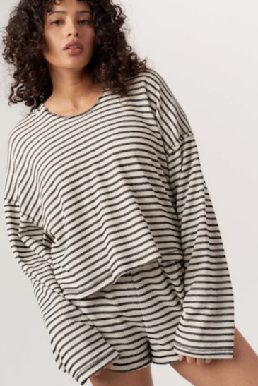 PROJECT SOCIAL T: HOMETOWN TEXTURE STRIPED HOODIE AND SHORT SET
